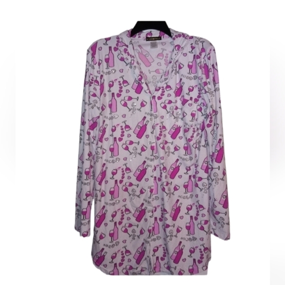 Valentine's day hearts and wine pajamas sleep shirt - Picture 1 of 10
